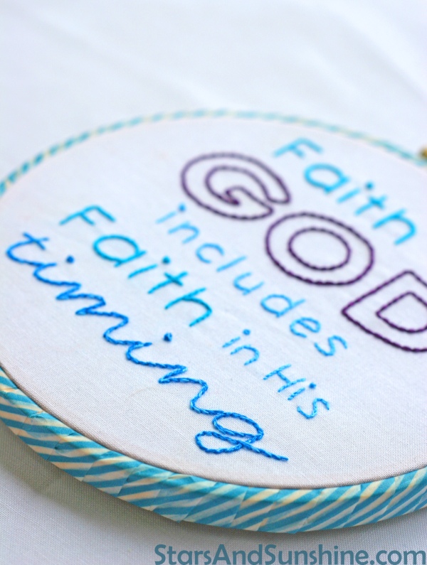 Faith timing embroidery hoop